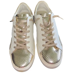 Dolce Vita Zina Women's Oxford Sneakers-White/Gold Sz 9 - Picture 1 of 10
