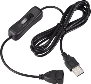 MECCANIXITY Câble USB avec Interrupteur ON/Off, Rallonge Mâle vers Femelle Noir - Photo 1/5