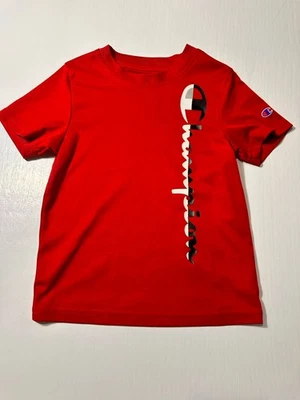 Champion Boys Red T-Shirt Size 4/5 Crew Neck Side Logo Athletic Short Sleeve - Image 1 of 4