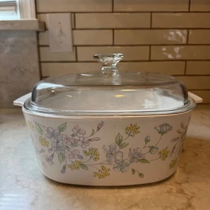 Corning Ware 5 Liter Large Pastel Bouquet Floral Casserole Dish A-5-B w/Lid - Picture 1 of 12
