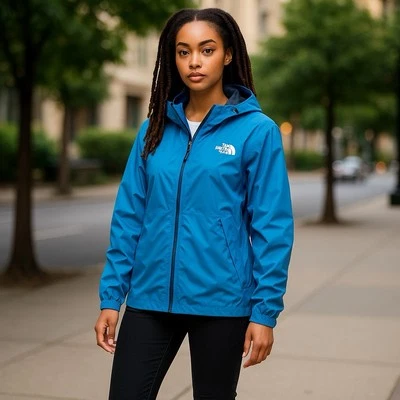 Moletom com capuz The North Face zíper completo masculino unissex tamanho 14/16 azul branco logotipo venda - Imagem 1 de 4