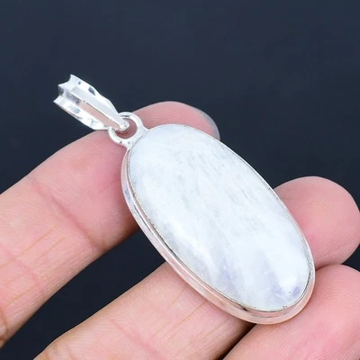 Ciondolo gioiello in argento sterling 925 pietra di luna arcobaleno pietra... - Immagine 1 di 4