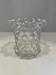 Vintage Fostoria American Clear Glass Cubist Pattern 4” Vase Candle Holder - Picture 1 of 8