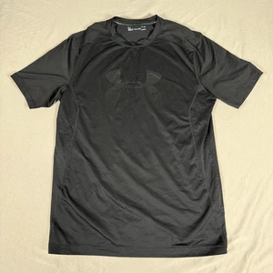 Under Armour HeatGear Shirt Mens Medium Black Stretch Crew Neck Performance Tee - Picture 1 of 6