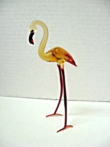RUSSIAN glass FLAMINGO long red legs HAND BLOWN - Picture 1 of 4