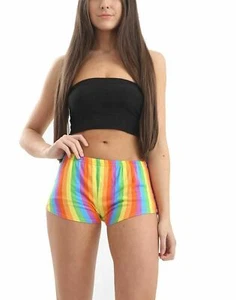 Mujeres Arco Iris Rayas Pantalones Calientes Damas Orgullo Gay LGBT Lesbiana Baile Fiesta Pantalones Cortos - Imagen 1 de 2