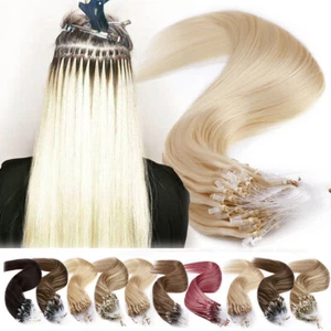 Extensiones de cabello humano de 12""-24"" Micro Link Remy micro bucle anillo cuentas 150G de espesor EE. UU. - Imagen 1 de 28
