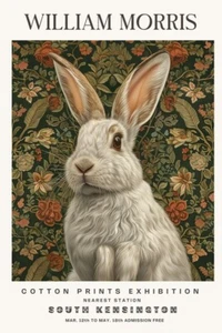 William Morris Rabbit Cotton Prints Exhibition Botanical Wall Art Poster - Picture 1 of 6