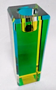 Lenox Crystal Kate Spade Jules Point Blue / Green Hue Candlestick 5 in Modern - Picture 1 of 24