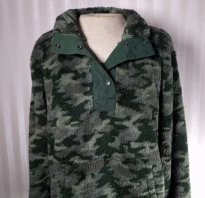 Eddie Bauer Womens Sz L Pemba Snap Pullover Camo Green Jacket Kangaroo Pocket  - Picture 1 of 8