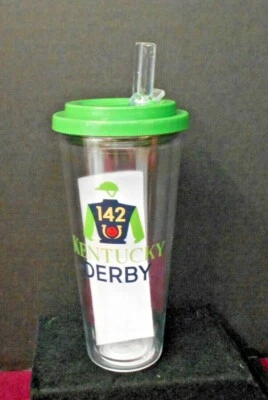 2016 KENTUCKY DERBY 142 ОФИЦИАЛЬНАЯ БУТЫЛКА ВОДЫ С КРЫШКОЙ И ВСПЛЫВАЮЩЕЙ СОЛОМИНКОЙ - НОВАЯ ИЗ СТАРЫХ ЗАПАСОВ - Изображение 1 из 4