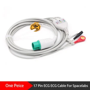 Spacelabs 90369 Ultraview ECG Cable 3 Leads Snap Pinch Compatible 17pin - Picture 1 of 11