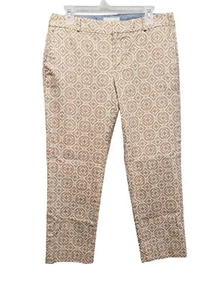 Banana Republic Pants Womens 10 Hampton Fit Cropped Stretch Floral Mid 33x26 Tan - Picture 1 of 10