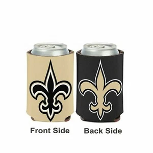 Licensed Football 2 Sided 12 oz New Orleans Saints Can Cooler Collapsible Koozie - Picture 1 of 1