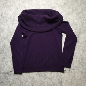 Ralph Lauren Black Label 100% Cashmere Sweater Womens L Purple Scarf Cowl Neck