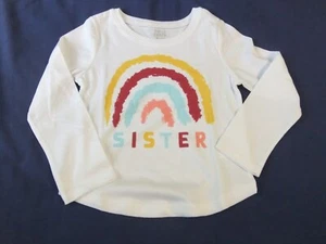NWT Toddler Girls 24M, 2T SISTER White Long Sleeve White Tee Rainbow CUTE! - Picture 1 of 2