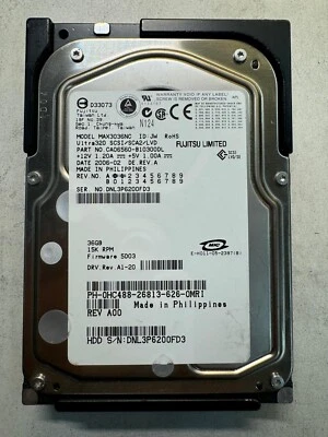 FUJIKURA CA06560-B10300DL MAX3036NC 36GB 15K RPM FW 5D03 DRV A1-20 Ultra320 3.5" - Image 1 of 4