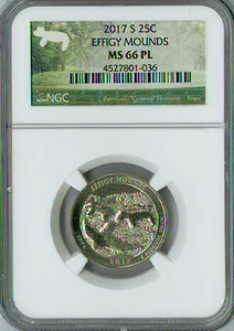 2017 S Effigy Mounds Quarter NGC MS66 PL . - Picture 1 of 3