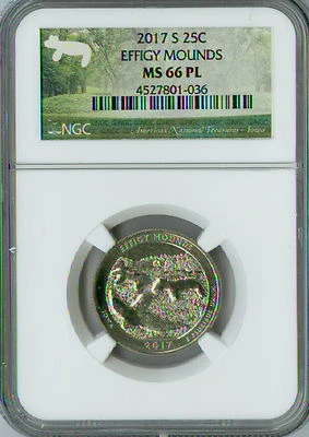2017 S Effigy Mounds Quarter NGC MS66 PL . - Image 1 of 3