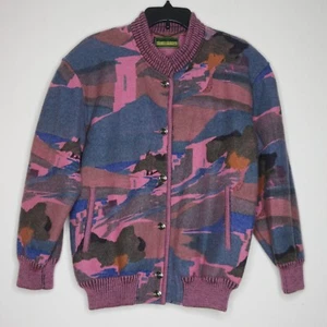 Geiger Women's 100% Virgin Wool Button Front Pink Camo Jacket Sz 36 US S B25 - Picture 1 of 24
