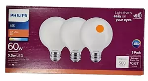 Philips 60 Watt Equivalent Soft White G25 Globe LED Bulb E26 Medium Base 3 PACK - Picture 1 of 3
