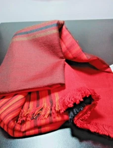 Red Zara Rectangle scarf, Cotton / Wool blend, 188cm x 94cm - Picture 1 of 9