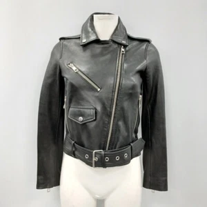 Whistles Belted Agnes Biker Jacket S UK 8 10 Black Leather New RRP £299 FPL-RMF - Picture 1 of 8