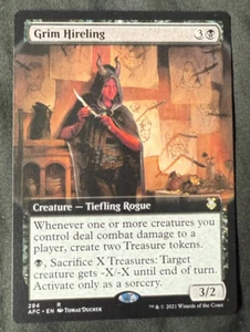 Magic the Gathering Grim Hireling Ext Art Rare Black Creature from Commander AFR - Picture 1 of 1