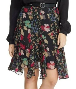 Ralph Lauren 200587576001 Black Plus Floral Print Chiffon Godet Skirt , 22W $135 - Picture 1 of 5