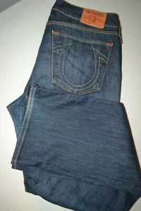 True Religion Womens Tony Bootcut No Pocket Flaps Dark Blue Denim Jeans Sz 31x34 - Picture 1 of 12