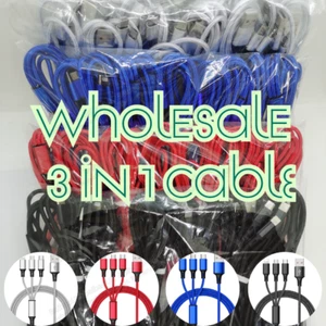 Lot 3 In 1 3A Fast USB Charging Cable Charger Cord For iPhone USB-C Micro USB - Picture 1 of 14
