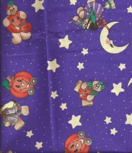 VTG ‘95 Daisy Kingdom Halloween Hijinxs Teddy Bears Pumpkin Moon Stars 31”X30” - Picture 1 of 5