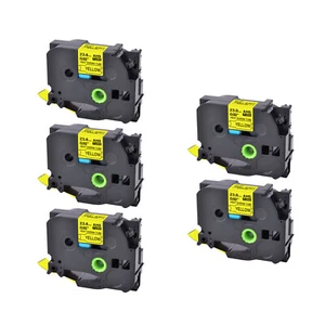 5PK Compatible for Brother P-Touch Heat Shrink Tube HSE-651 Black on Yellow 24mm - Picture 1 of 24