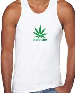 Mens Printed Addicted Green Marijuana HUBE LIFE Funny Dope MMA Weed Pot Tank Top - Picture 1 of 17