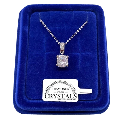 Collana Punto Luce Quadrato 8mm pl. oro Bianco 18k con Cristalli Zirconi S/12 - Immagine 1 di 4