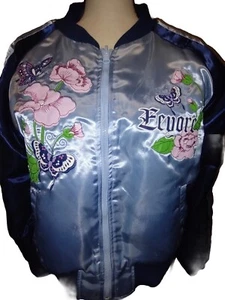 Junior Girls XL Embroidered Reversible Disney Eeyore Satin Style Jacket Coat - Picture 1 of 13