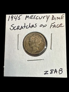 Moneda de diez centavos Mercury 1945 con arañazos en la cara - Z8AB - Imagen 1 de 4