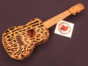Regal Rare 1930'S Vintage Jungle Uke Leopard Fur Soprano Ukulele 5327 Safe deliv - Picture 1 of 11