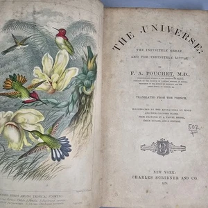 1870 The Universe Pouchet Antique Book Natural History Engravings Ex-library - Imagen 1 de 24