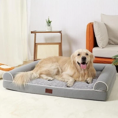 Camas grandes para perros forradas impermeables caja de huevos espuma alfombra de cama para mascotas interior exterior Foto 1 de 4