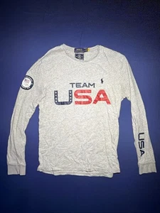 Herren Polo Ralph Lauren Team USA Langarm Hemd Grau Größe Small - Bild 1 von 8