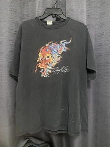 Vintage Johnny Winter T Shirt Flames Screamin Demon Black XL Cygnus Tag - Picture 1 of 4