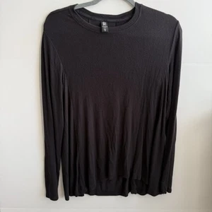 Athleta Girl Black Ribbed Knit Long Sleeve Stretch Top Girls XXL 18 Soft Cozy - Picture 1 of 9