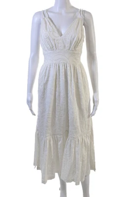 Prabal Gurung Womens Maxi Sundress White Cotton V-Neck Paisley Zip Size 0 - Image 1 of 4
