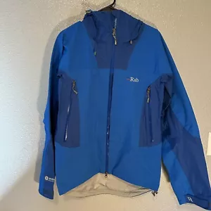 RAB Latok Event Waterproof Jacket Mens Small Hooded Rain Coat BLUE - Picture 1 of 12