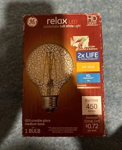 GE Lighting relax LED HD Soft White LED Decorative Crackle Glass G25 Globe, 6 - Picture 1 of 2