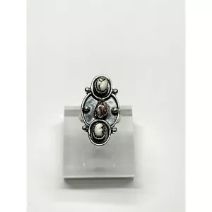 Wild Horse Jasper Southwest Style Triple Stone Sterling Silver 925 Ring Size 8 - Picture 1 of 9