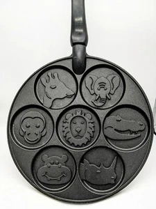 Nordic Ware USA Zoo Animal Faces Pancake Griddle Pan Heavy Cast Aluminum EUC - Picture 1 of 4