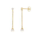 New 9ct Yellow Gold Cubic Zirconia & Pearl Drop Earrings 9ct gold For Her