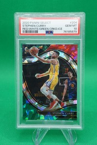 2020-21 Select Courtside Red White Green Cracked Ice Stephen Curry PSA 10 TL4